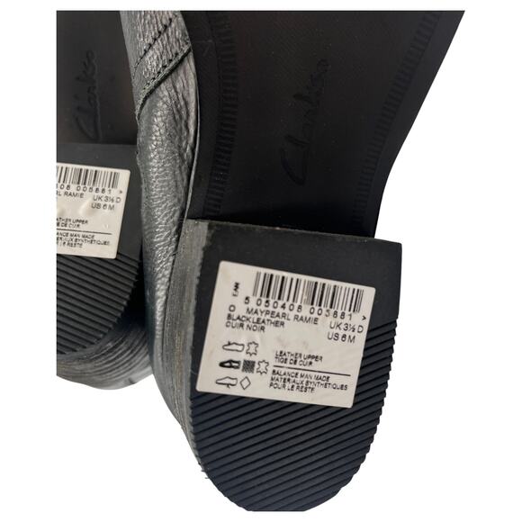 Clarks Maypearl Ramie Side Zip Block Heels Leather Ankle Booties Black Size 6M - Picture 8 of 8